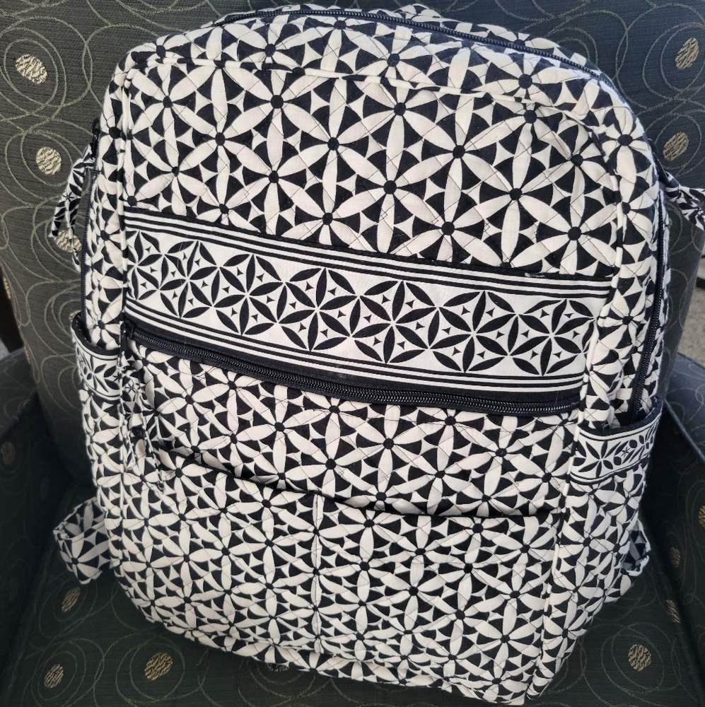 Stephanie Dawn Geometric Black and White Backpack